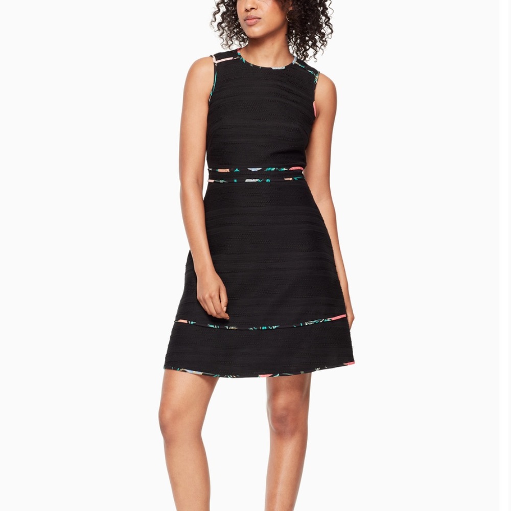 Kate Spade Black Tweed Dress with floral piping